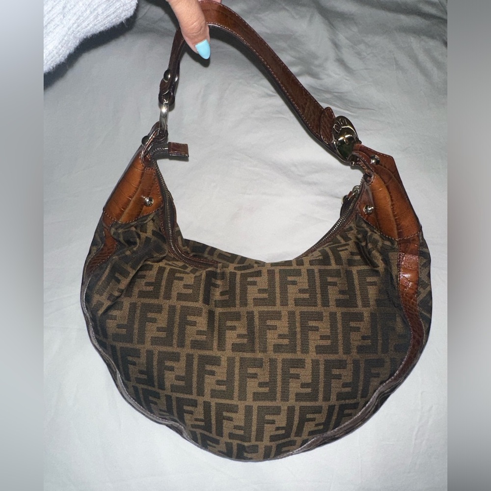 FENDI Zucca pattern embossed shoulder bag